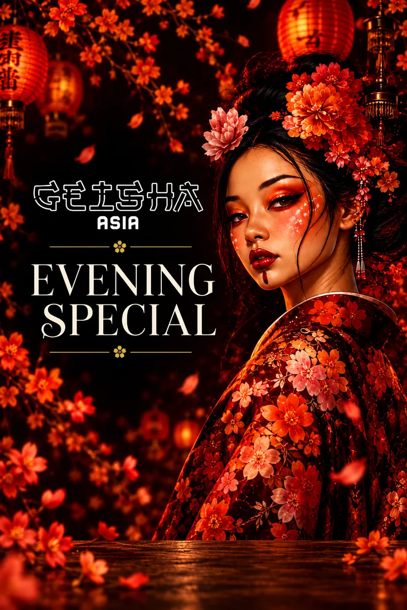 Evening Special cover with a geisha among red blossom