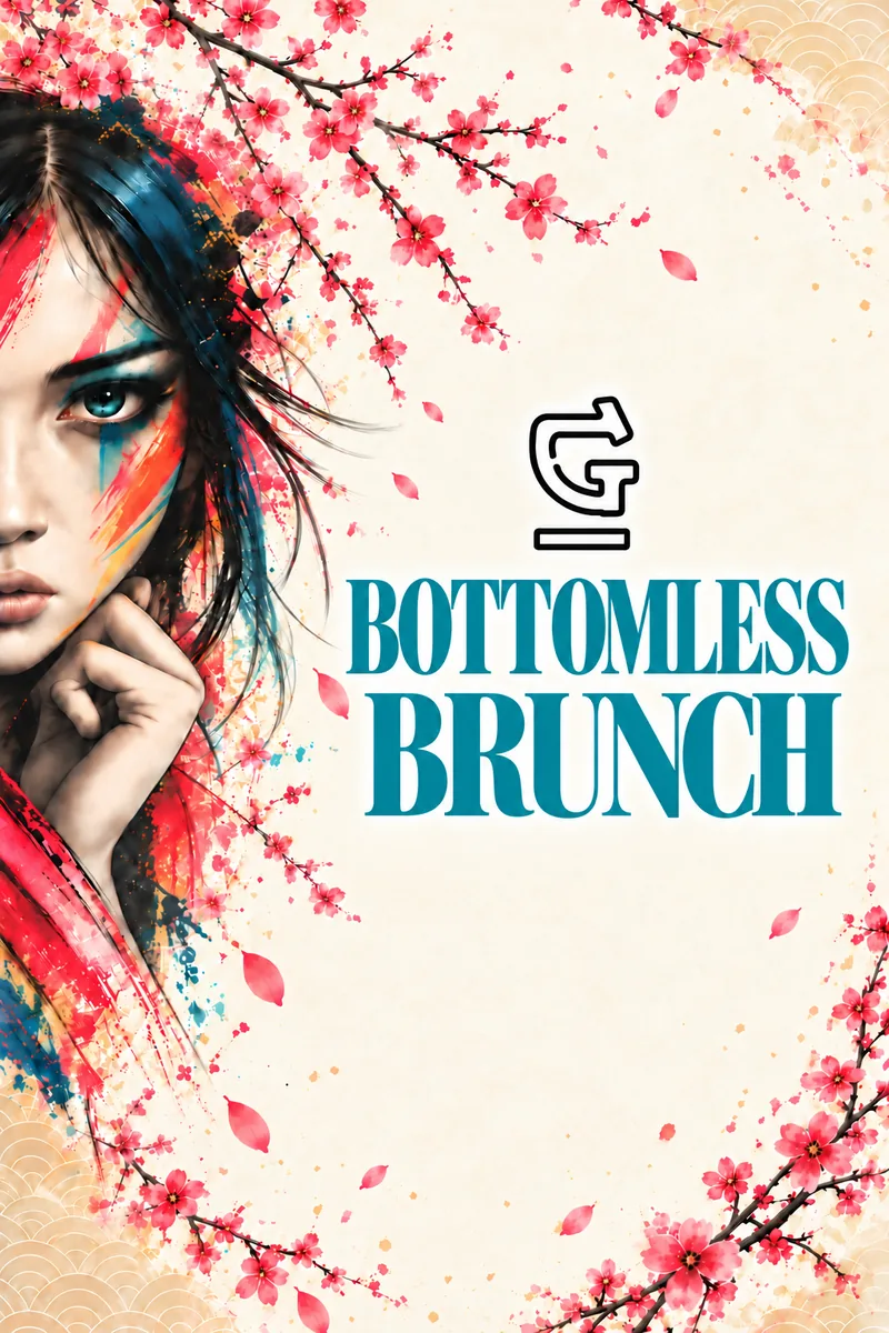 Bottomless Brunch cover with cherry blossom